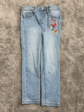 jumping beans Light Blue Jeans with Butterfly & Floral Embroidery
